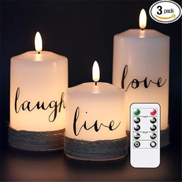 Battery Flameless Candles with 10-Key Remote Timer, Real Wax Pillar LED Candles - Picture 6 of 6